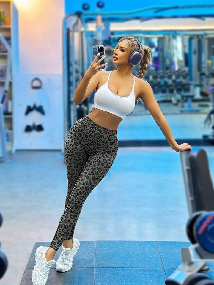 Seamless High Elasticity Leopard Print Sports Leggings