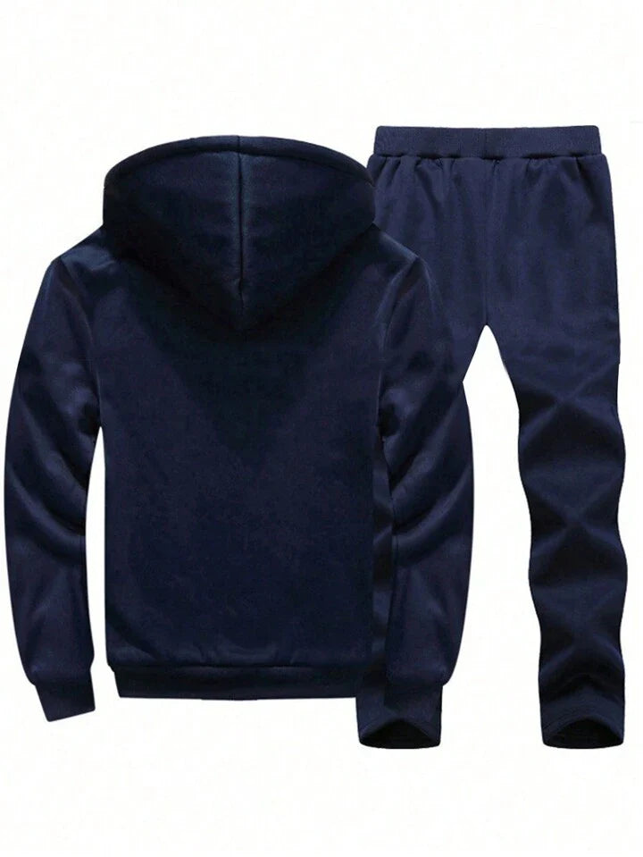 Thick And Warm Winter Sportswear Set, Sweatshirt And Long Pants, 2pcs