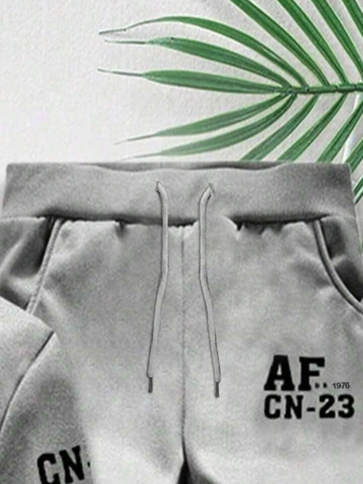 Men Autumn/Winter Stand Collar Letter Print Jacket And Long Pants Sportswear Set