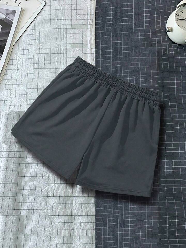 Homme Men Letter Graphic Drawstring Waist Shorts