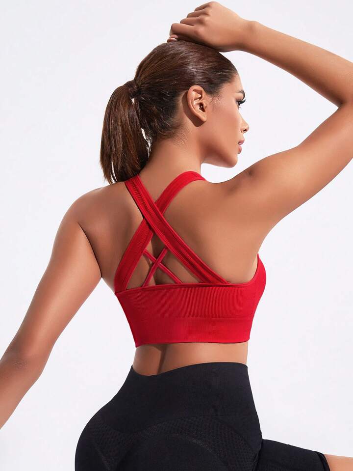 Solid Color Back-Crossed Simple And Comfortable Sports Bra