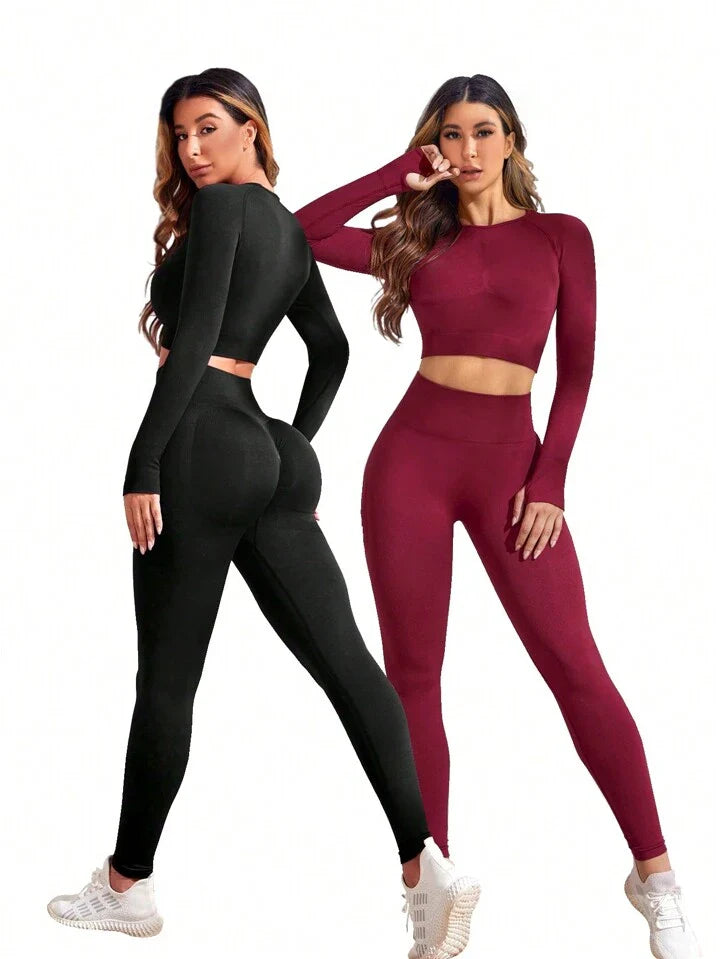 Seamless Raglan Sleeve Yoga Sports Set