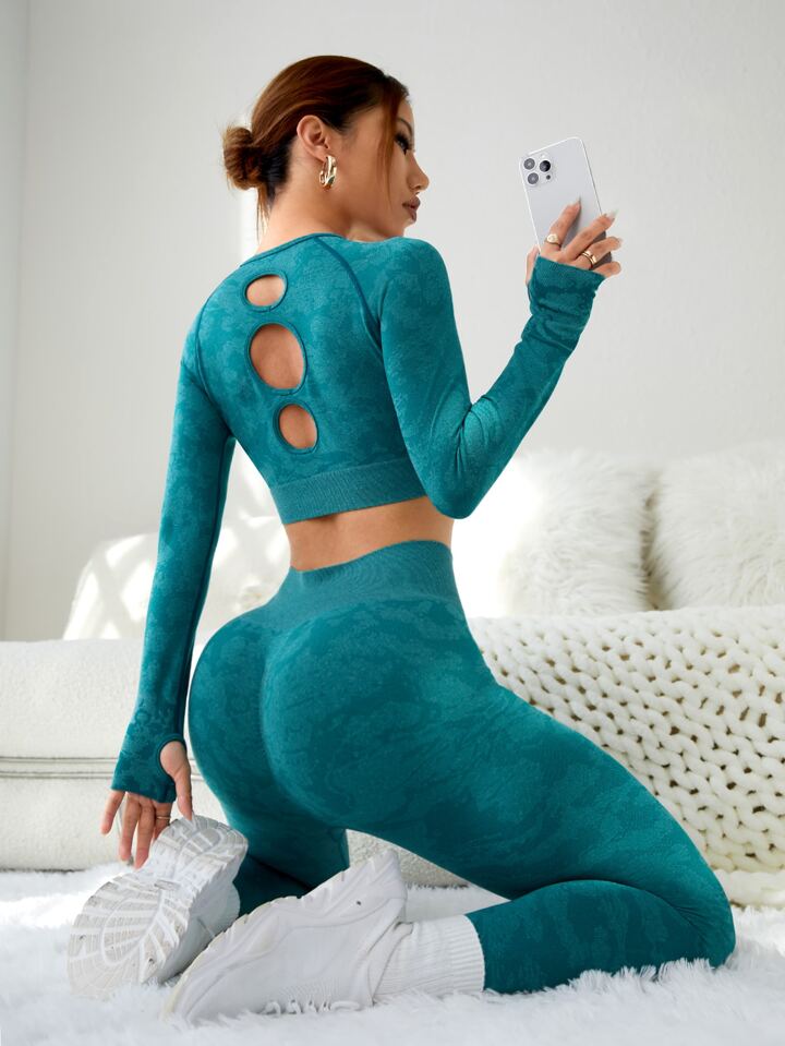 Trendy Seamless Raglan Sleeve Sports Set