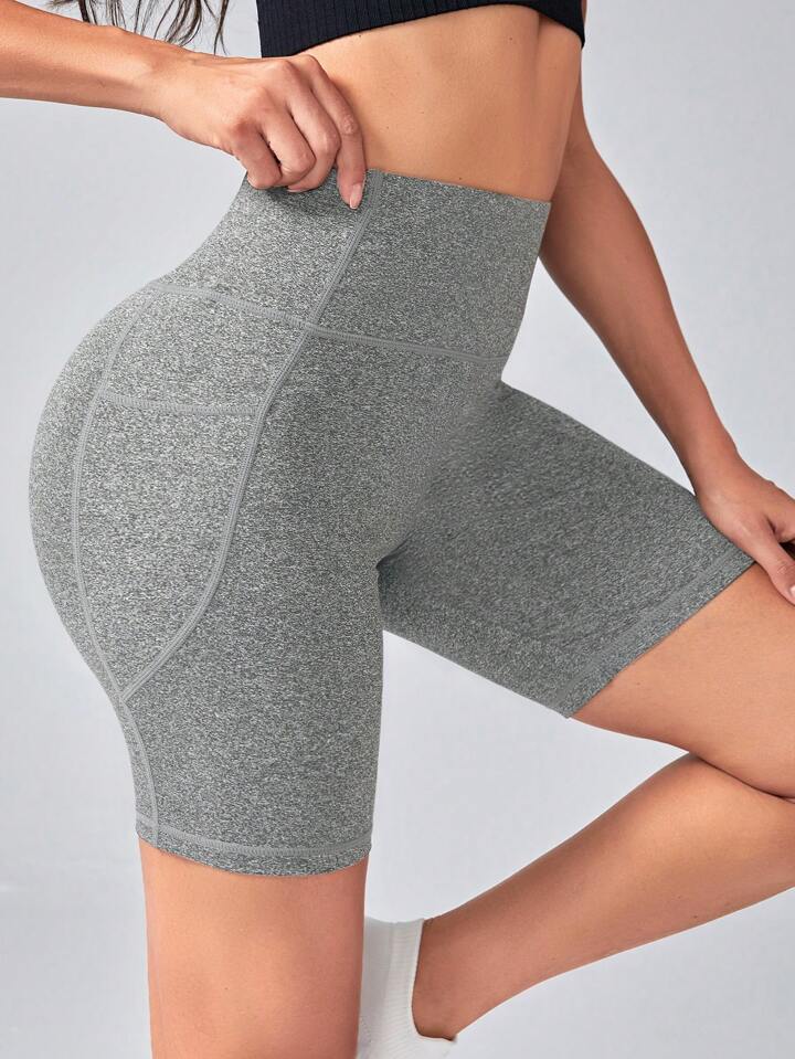 Yoga Basic Women Solid Color Casual Sports Shorts With Pockets