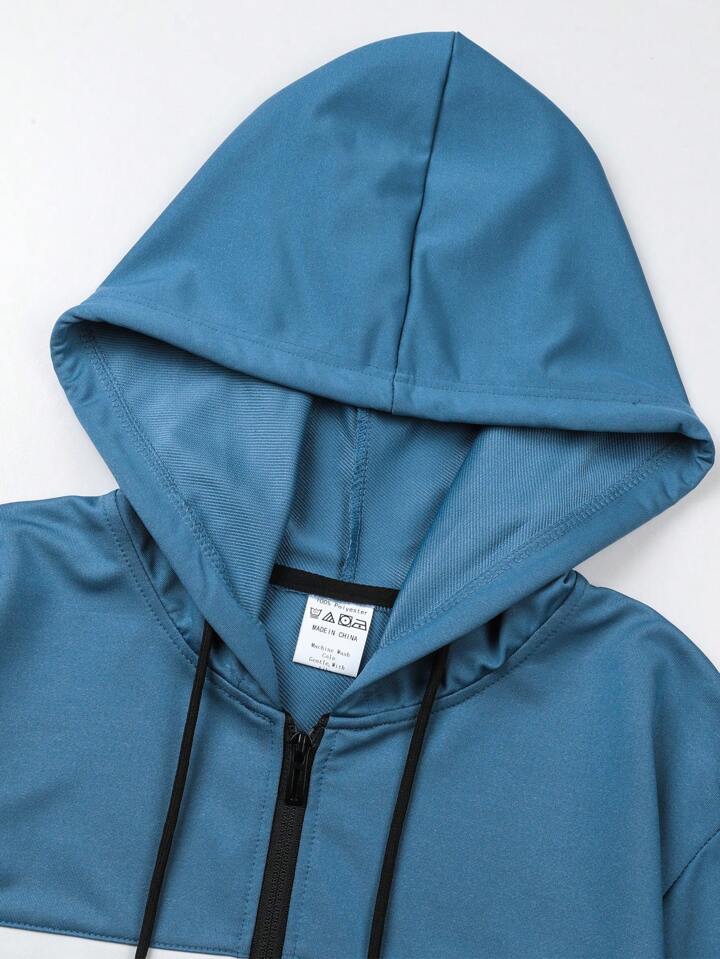 Men's Fitness  Drawstring Hoodie And Sweatpants Sports Suit