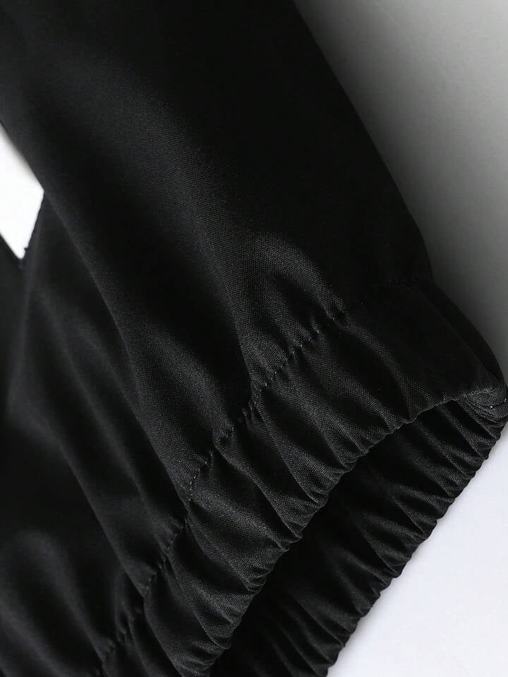Men Two Tone Drawstring Hooded Sports Jacket & Sweatpants Gym Clothes
