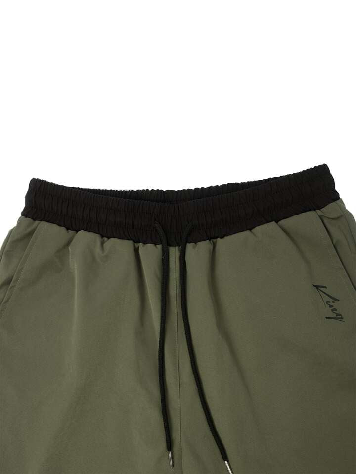 Homme Loose Fit Men's Letter Graphic Drawstring Waist Jogger Shorts