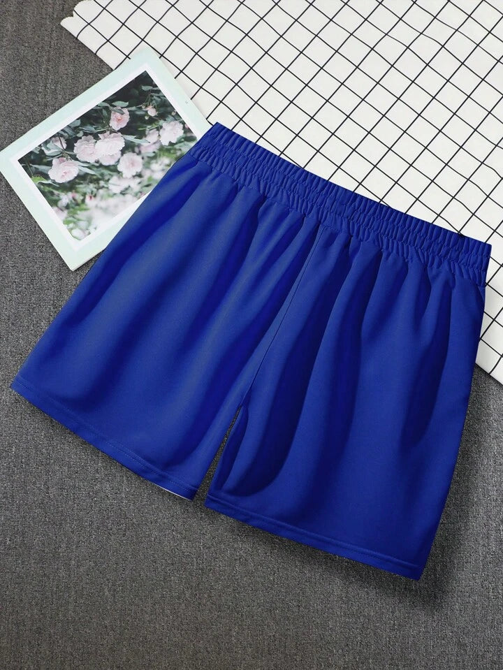 Homme Men Loose Fit Drawstring Waist Jogger Shorts With Letter Print